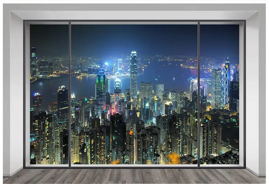 

3D wall murals wallpaper custom picture mural wall paper High-rise building with beautiful views of 3d windows TV wall decor