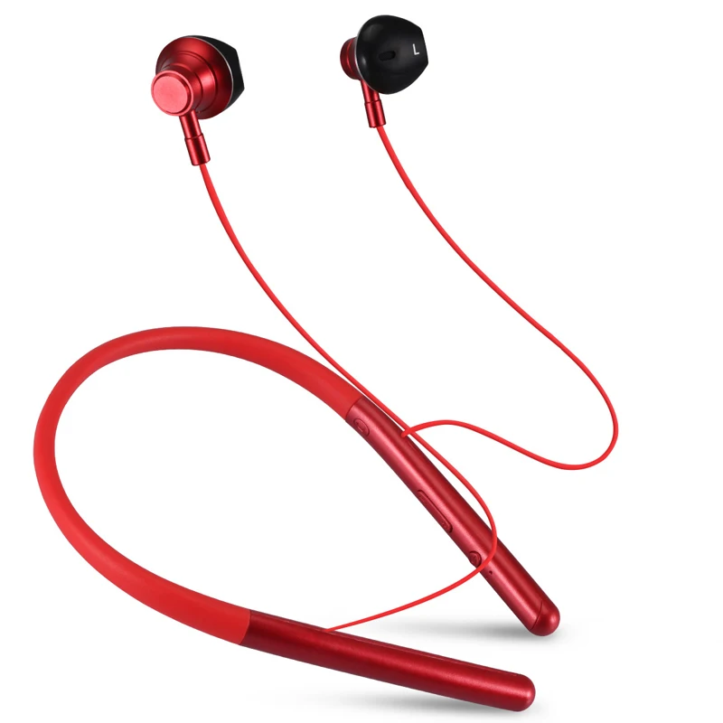 Новые беспроводные Bluetooth наушники с шумоподавлением, Спортивная стереогарнитура, Bluetooth V5.0, шейные наушники с микрофоном PK i7s - Цвет: Red