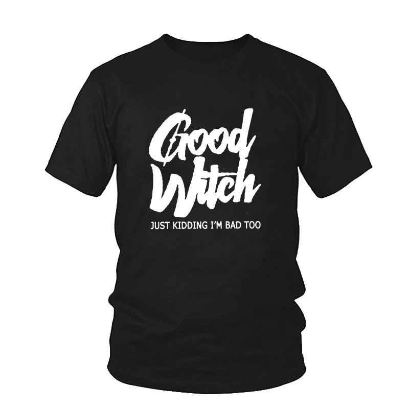 Футболка для пары футболка с принтом BAD WITCH GOOD Повседневная женщин лучшие друзья