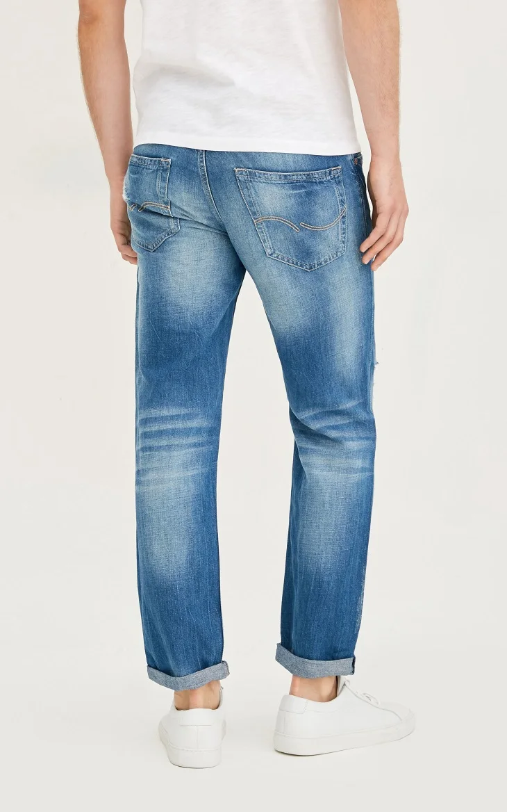 Jack Jones мужские летние зауженные джинсы из хлопка и льна, потертые прямые мужские рваные джинсы, уличная одежда | 217232521