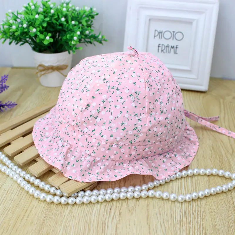 Cute Baby Sun Hat Floral Cotton Kids Hats Summer Beach Girls Beanie Cap | Детская одежда и обувь