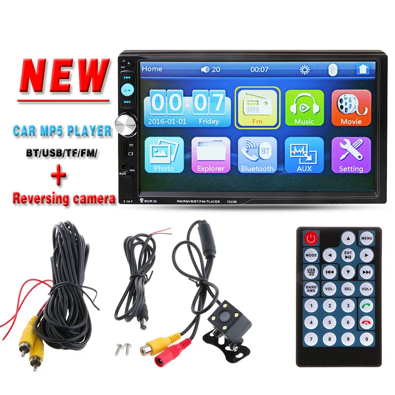 2 DIN 7 "автомобиль радио плеер HD камера заднего вида Камера Bluetooth Стерео FM MP3 MP4 MP5