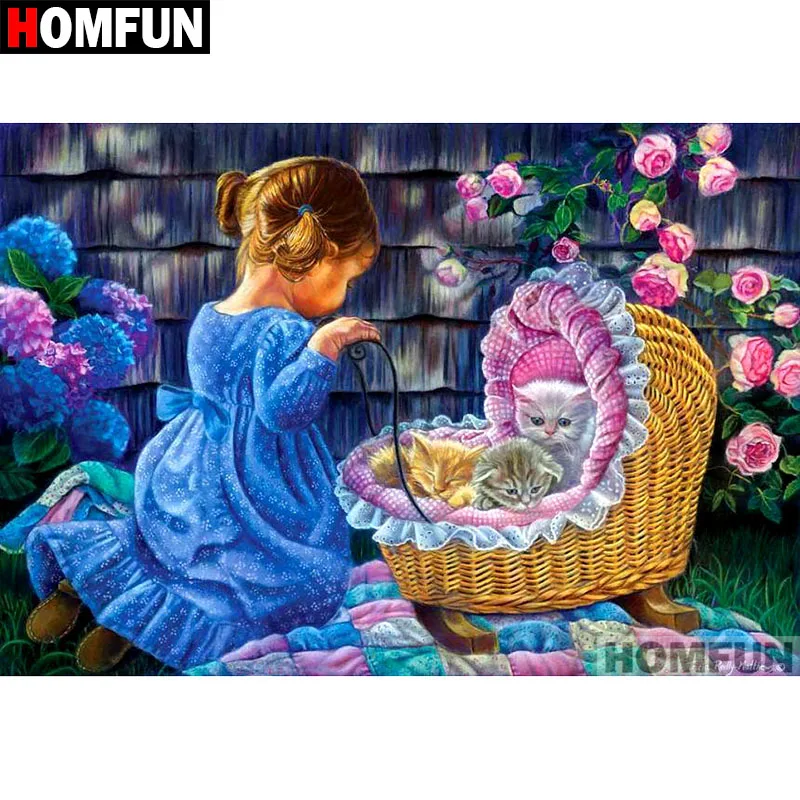 

Алмазная 5D картина HOMFUN «Девочка из мультфильма», полноразмерная/круглая вышивка крестиком, домашний декор, подарок, A07249
