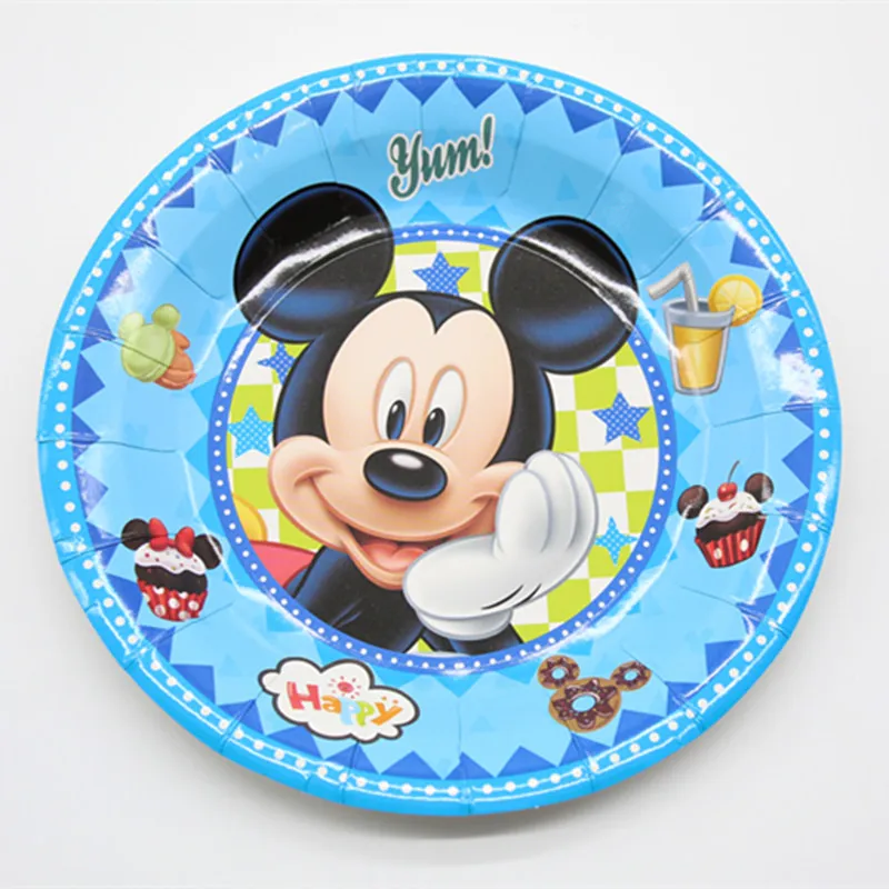 6pcs 7 inch Животные анимация мультфильм Микки Маус Синяя тема Микки Маус одноразовая посуда День рождения украшение для детей - Цвет: 6pcs 7 inch