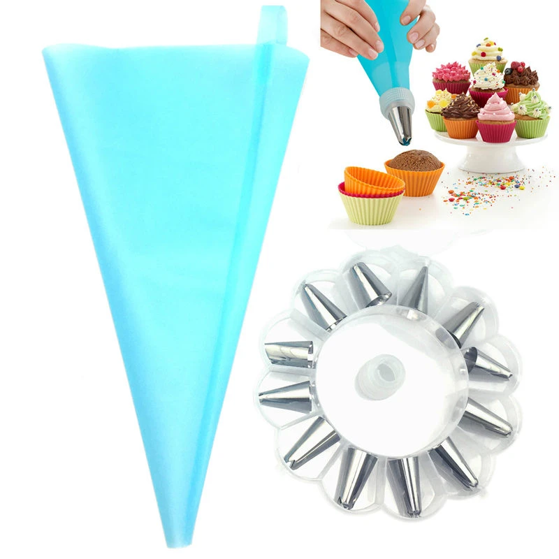 14Pcs Icing Piping Cream Pastry Bag Nozzle Set DIY Cake Decorating Stainless Steel With Collecting Storage | Дом и сад