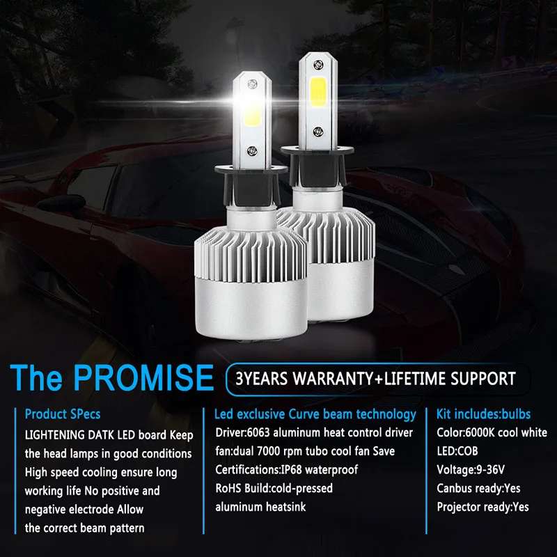 TF30 2 шт. S2 светодиодный фары ламп Conversion Kit огни 72W фары для 8000LM H1 H3 H4 H7 H8 H11 HB3 HB4 Авто COB фар автомобиля 6500K