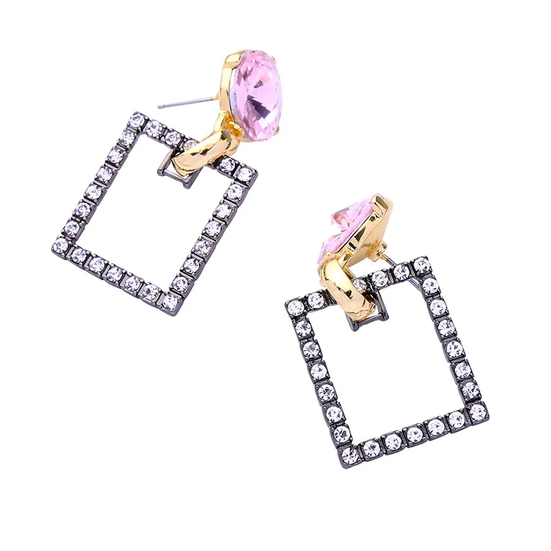 Luna Чао геометрический Винтаж металлические серьги проложить Кристалл Rhinestone