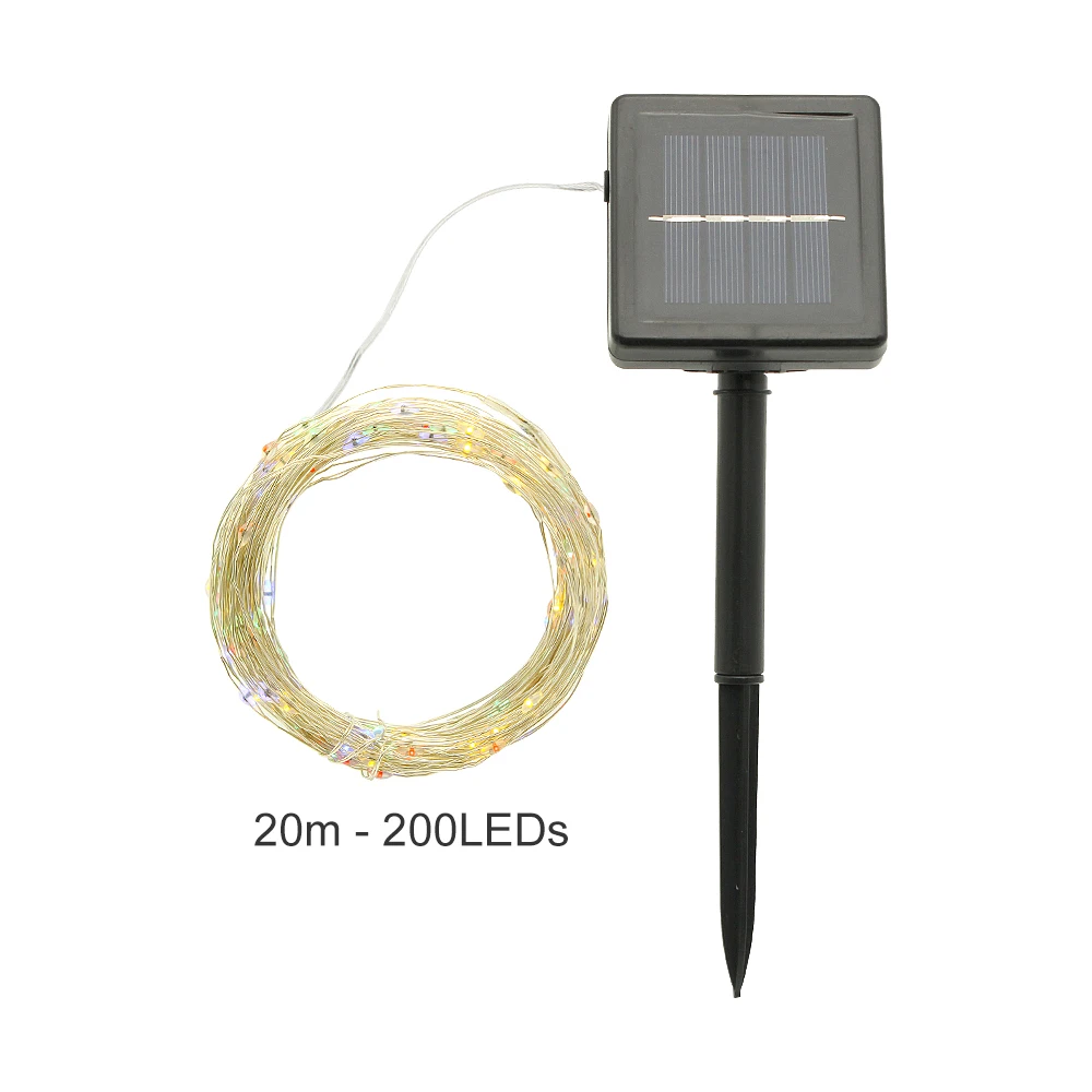 20 м/66Ft 200LED 8 моделей Солнечная серебряная проволока светодиодная гирлянда