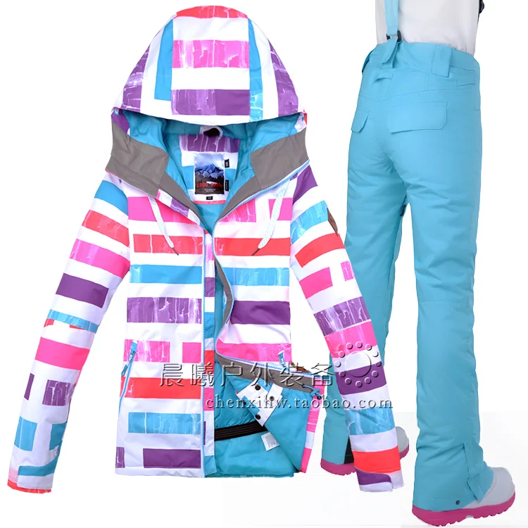 Зимняя одежда Женская лыжная куртка + брюки ветрозащитный водонепроницаемый