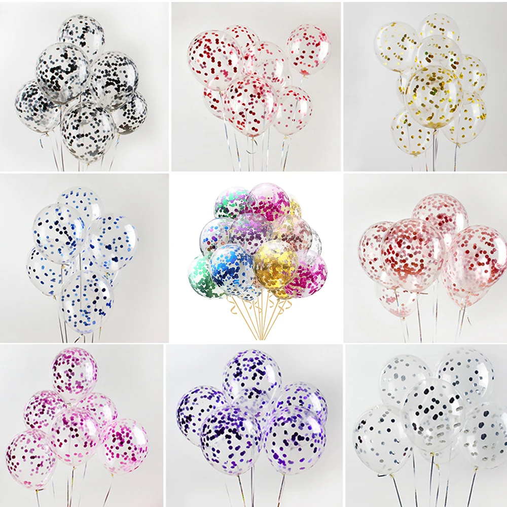 5 шт. латексные блестящие шары с конфетти 12 дюймов | Дом и сад