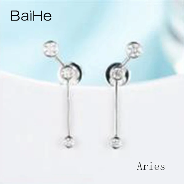 Aries BAIHE Твердые 14 к желтое золото 0.30CT H/SI круглые натуральные бриллианты обручальные модные ювелирные изделия 12 созвездий серьги-гвоздики - Цвет камня: Aries