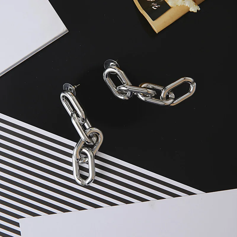 Женские массивные серьги с толстой цепочкой уникальные вечерние в стиле панк