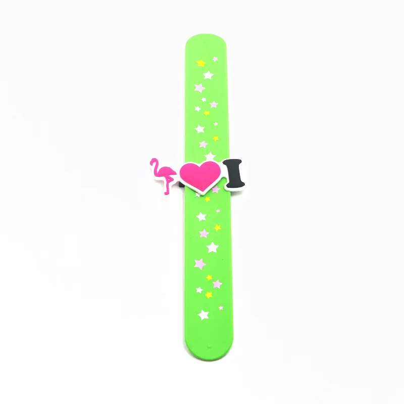 Flamingo green Новые Вечерние детские резиновые браслеты в виде единорога, украшения для дня рождения, Детские вечерние украшения в виде радуги и единорога - Цвет: Flamingo green