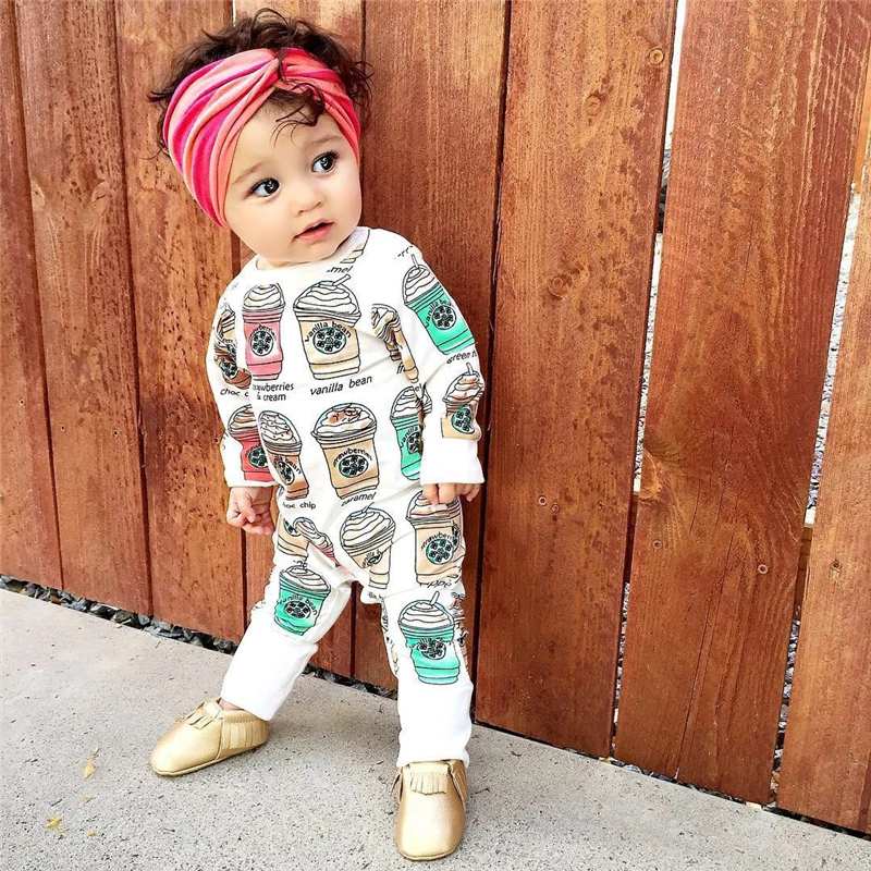 Newborn Baby Boys Romper Clothes Warm Long Sleeve Ice Cream Print Jumpsuit Outfits NEW |