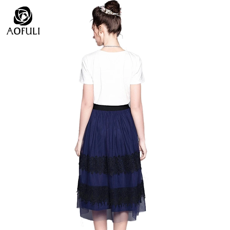 AOFULI L-5XL кружевные сетчатые костюмы с жемчужинами и блестками большие размеры
