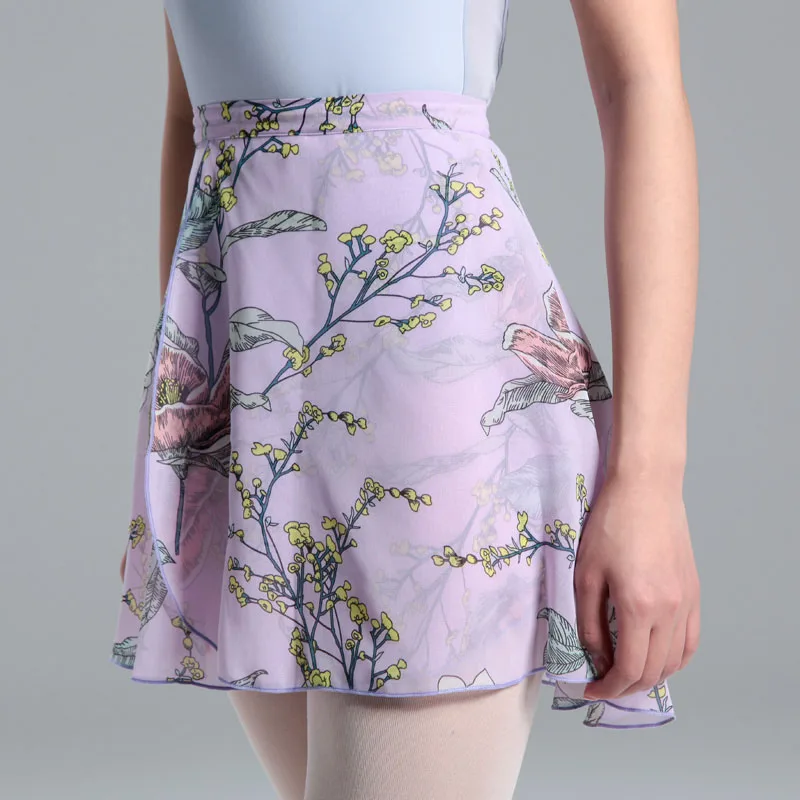 

New Ballet Dance Skirt Women Adult Short Print Flower Chiffon Lace Skirt Female Professional Practice Ballet Dance Skirt DQL527