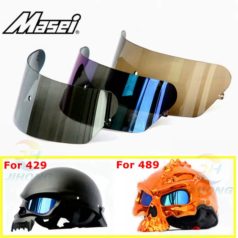 

MASEI 429 489 Motorcycle skull helmet lenses Dual Use Skull helmet len ses half helmet open face helmets Accessories