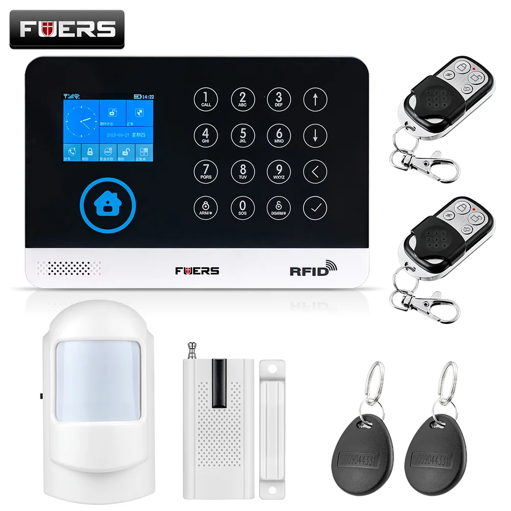 FUERS, беспроводная домашняя GSM wifi сигнализация, интеллектуальное приложение Andriod/IOS, сигнализация, домашняя охранная сигнализация, беспроводной Стандартный комплект - Цвет: Kit2