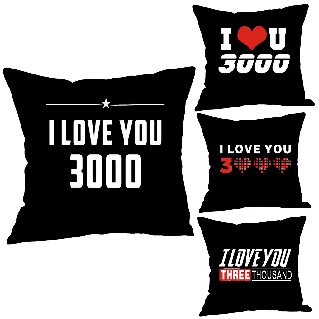 OUNEED наволочка для подушки s 45x45 см I love you три тысячи раз из хлопка и льна с принтом