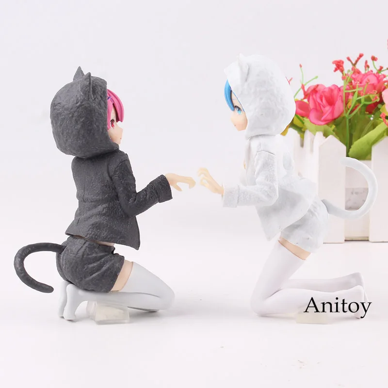 Re Zero Hajimeru Isekai Seikatsu Ram& Rem Nyanko Mode платье Ver. ПВХ комиксы Фигурки Коллекция модель игрушки 2 цвета