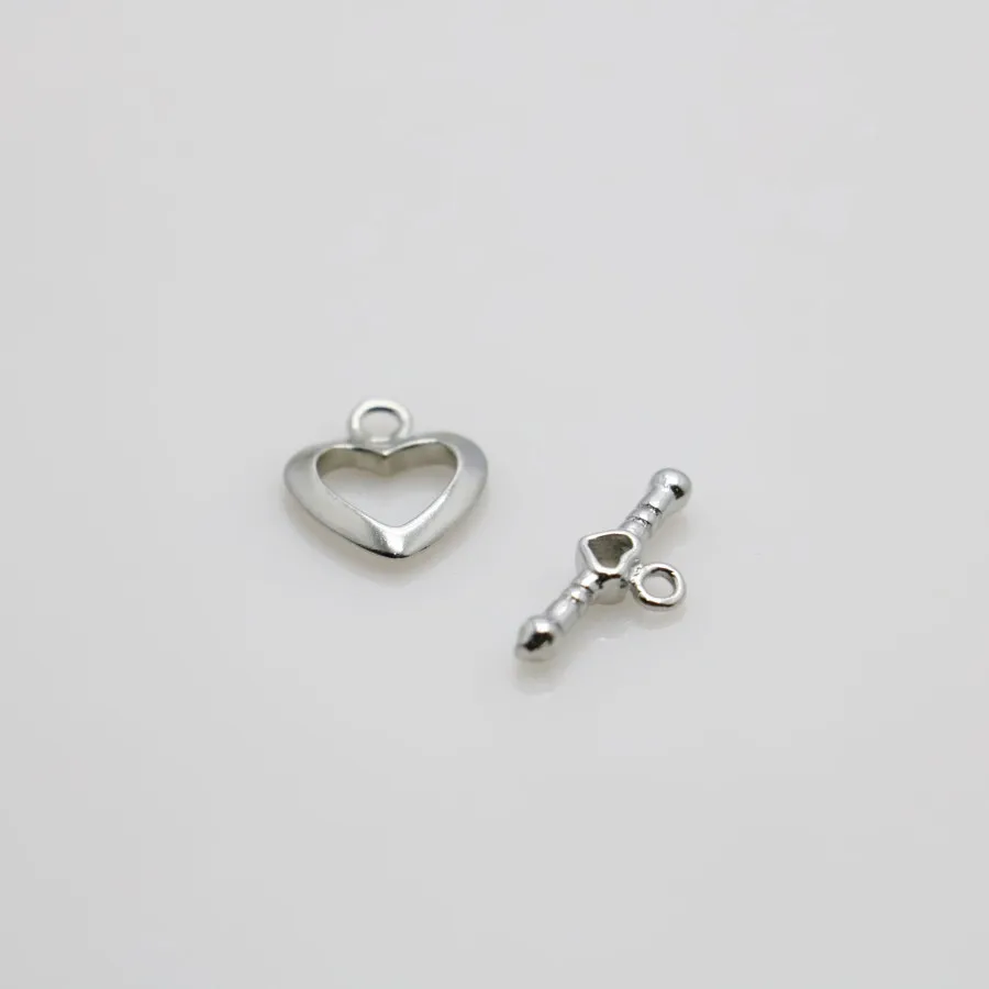 

10PCS Hot wholesale Snap Fittings for Accessory DIY Hardware Metal heart shape Silver-plate Machining metal parts Jewelry Making