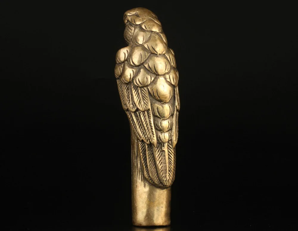 Восточная китайская коллекция ручная латунная статуя трость для попугая ручной