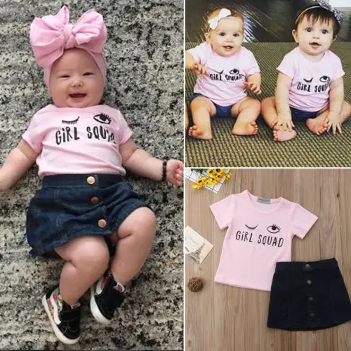 Детский топ для девочек из 2 предметов футболка юбка сарафан одежда|Комплекты