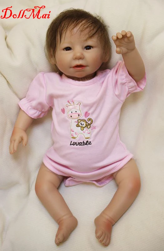 

DollMai Bebes reborn silicone dolls 20 inch 50cm lifelike girl fake baby new born dolls toys for children gift