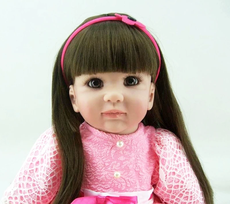 59 см силиконовая кукла для новорожденных девочек с черными волосами виниловая