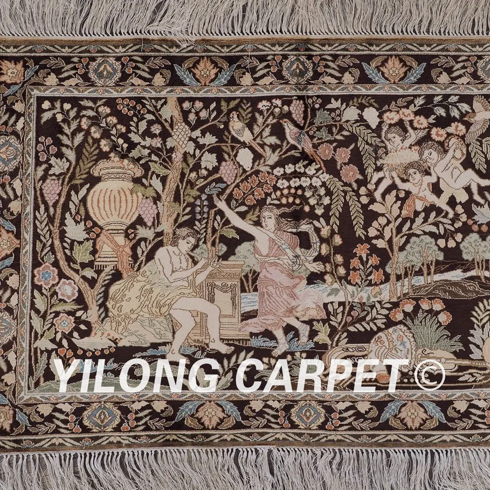 Yilong 2 'x 3' 400 линия персидский шелковый ковер классический Адам и ЭВА в саду