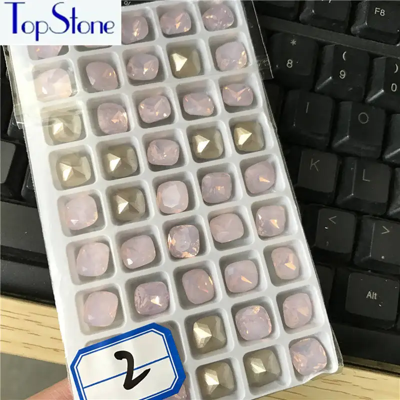 N2 Pink opal TopStone K9 стекло Кристалл Опал смешанные цвета 10 мм Классический жир квадратный заостренные с обратной стороны Стразы больше цветов - Цвет: N2 Pink opal