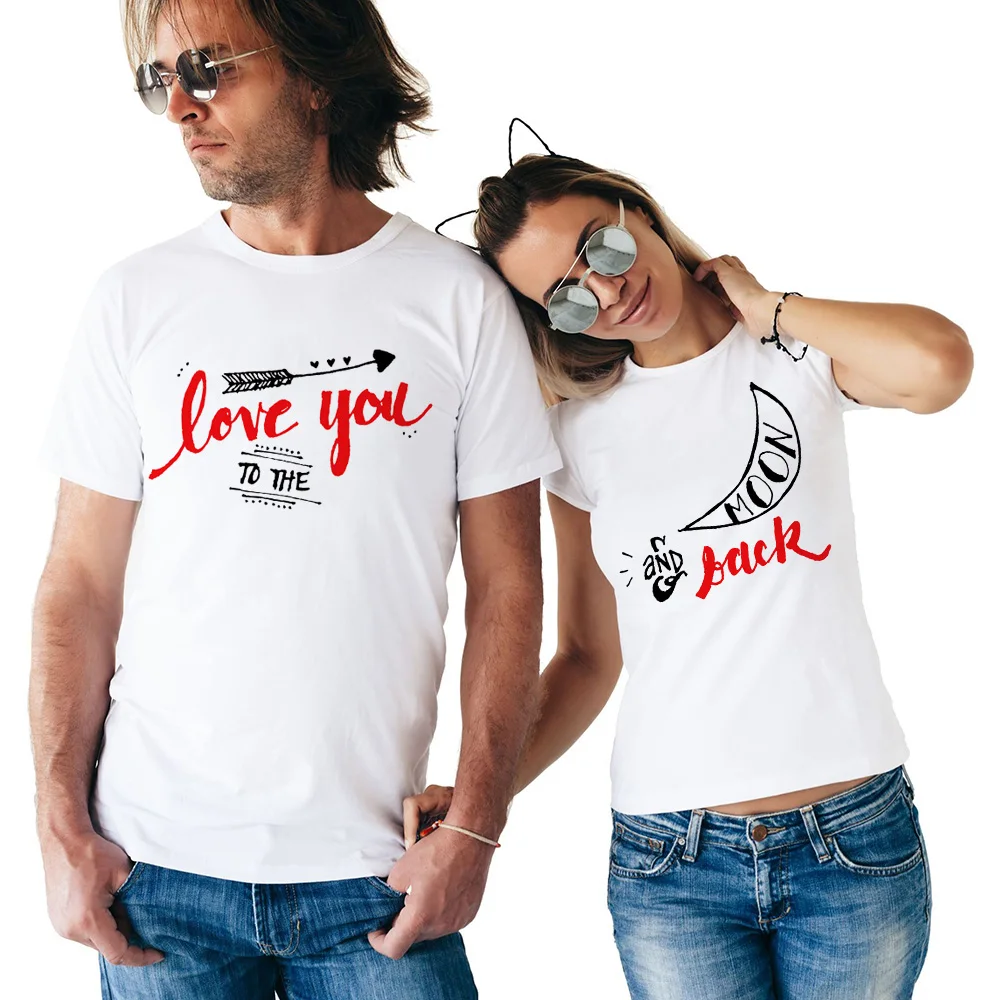 Футболка с надписью Love You To The Moon and Back для влюбленных футболки повседневная