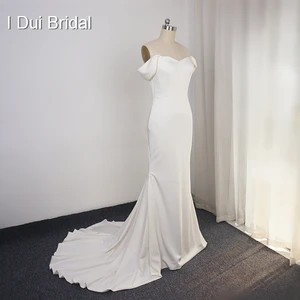 Простое свадебное платье-футляр из крепа, Элегантное свадебное платье высокого качества с открытыми плечами, новый стиль 2022