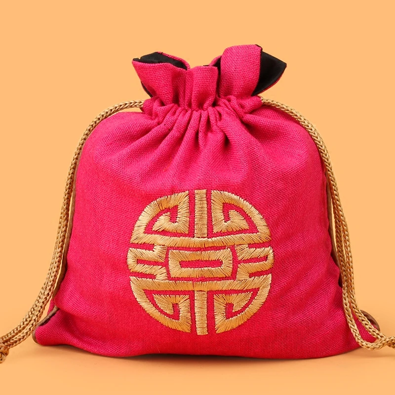 Wholesale 10PCS 16*18 burlap wenwan draw brocade bag beads jewellery Cotton and linen smoked pull bags | Украшения и аксессуары