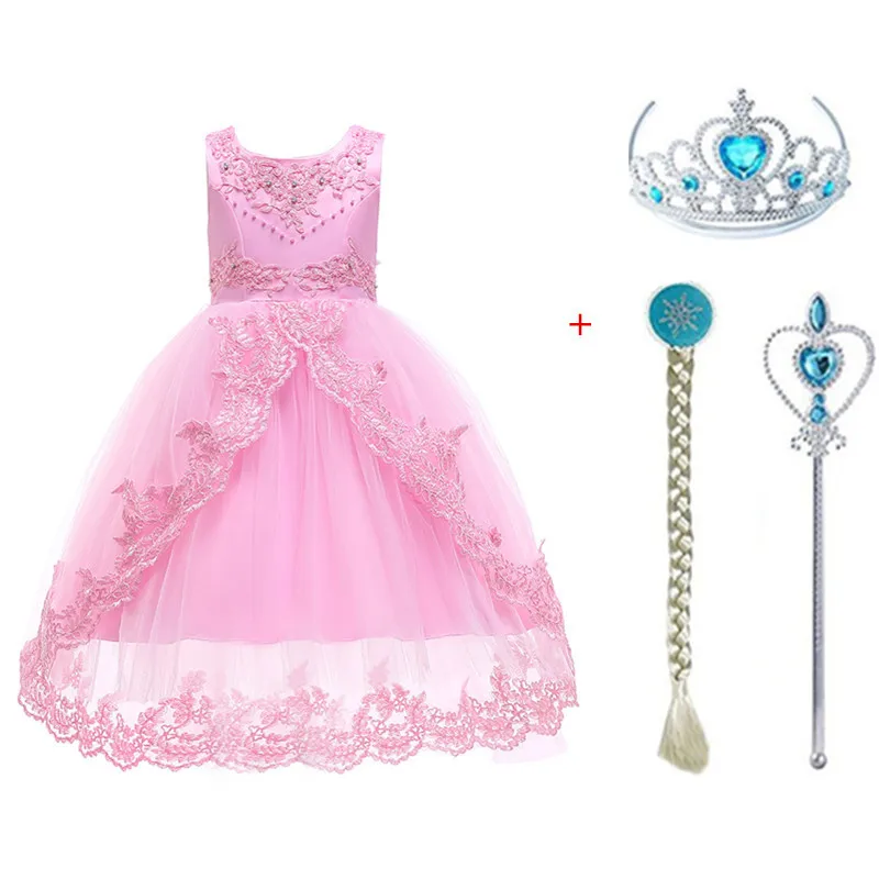Нарядное платье для девочек с единорогом Элегантное Золушки и Эльзы Костюм