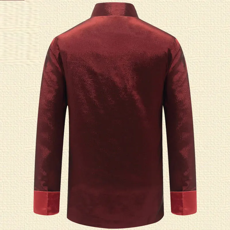 Мужские топы для пожилых Wushu Tang одежда Тан костюм китайского ханьфу осенние