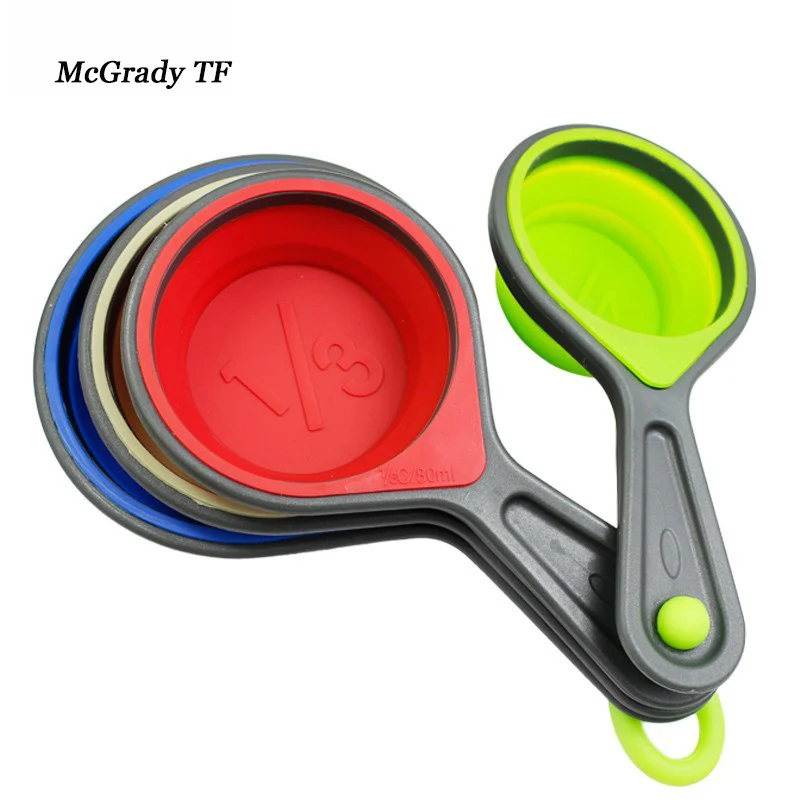 Mac Новые 8 шт./компл. Еда Класс силиконовые складной Складной мерный стакан и ложка