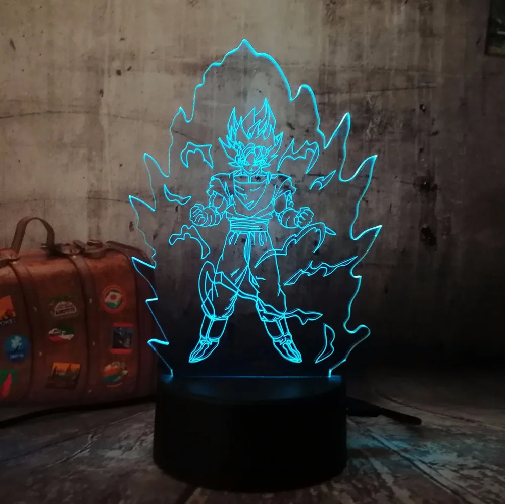 Amroe светодиодный светильник подарок семь, шар дракона Сон Гоку акрил 3D RGB ночные светильники USB светодиодный s настольная лампа сенсорный контроль дома 3D лампа - Испускаемый цвет: Wukong