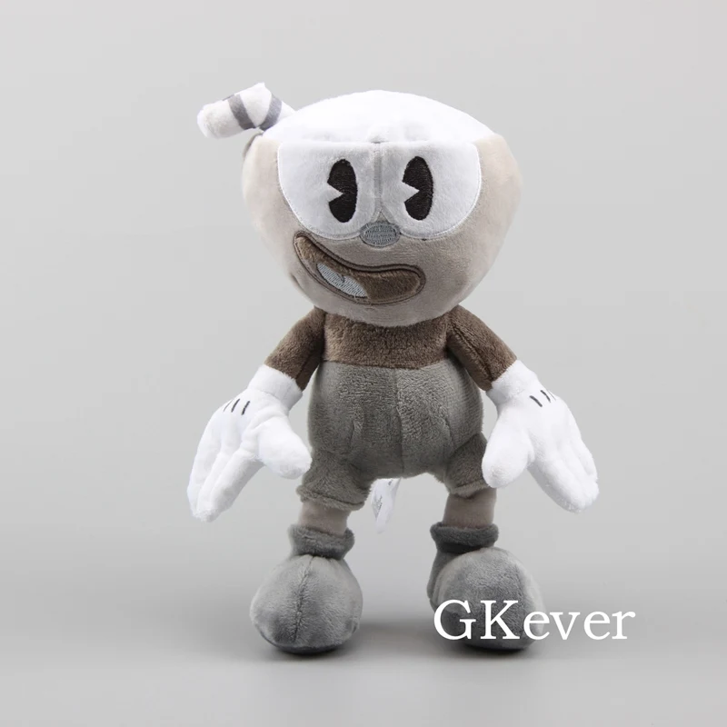 13 видов стилей игра Cuphead плюшевый Mugman Devil Ms. Chalice King Dice призрак Русалка Кала Мария Плюшевые игрушки Мягкая кукла детский подарок 25 см - Цвет: Black White Cuphead
