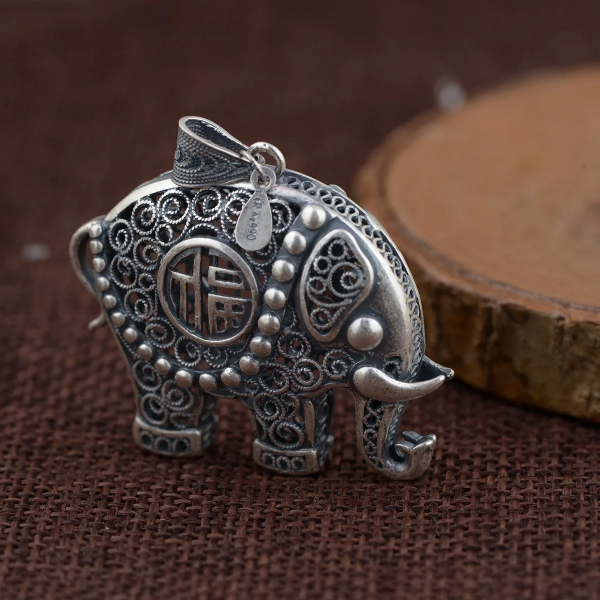pendant 990 Silver silver wholesale filaments two-sided three-dimensional elephant sweater chain style female model | Украшения и
