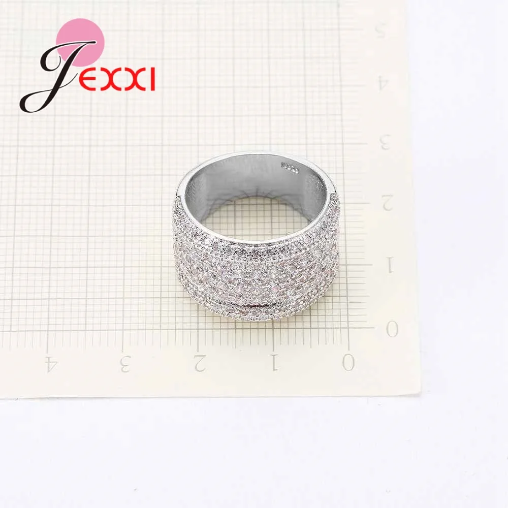 Кольца из серебра 925 пробы с блестящим кубическим цирконием|wide band ring|band ringreal sterling