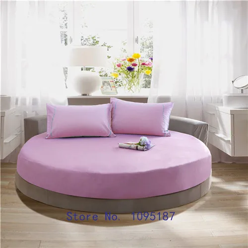 light purple Комплект простыней на резинке круглый лист+ наволочка хлопок простыня 3 шт./компл. круг упругой покрывало super king size простыня - Цвет: light purple
