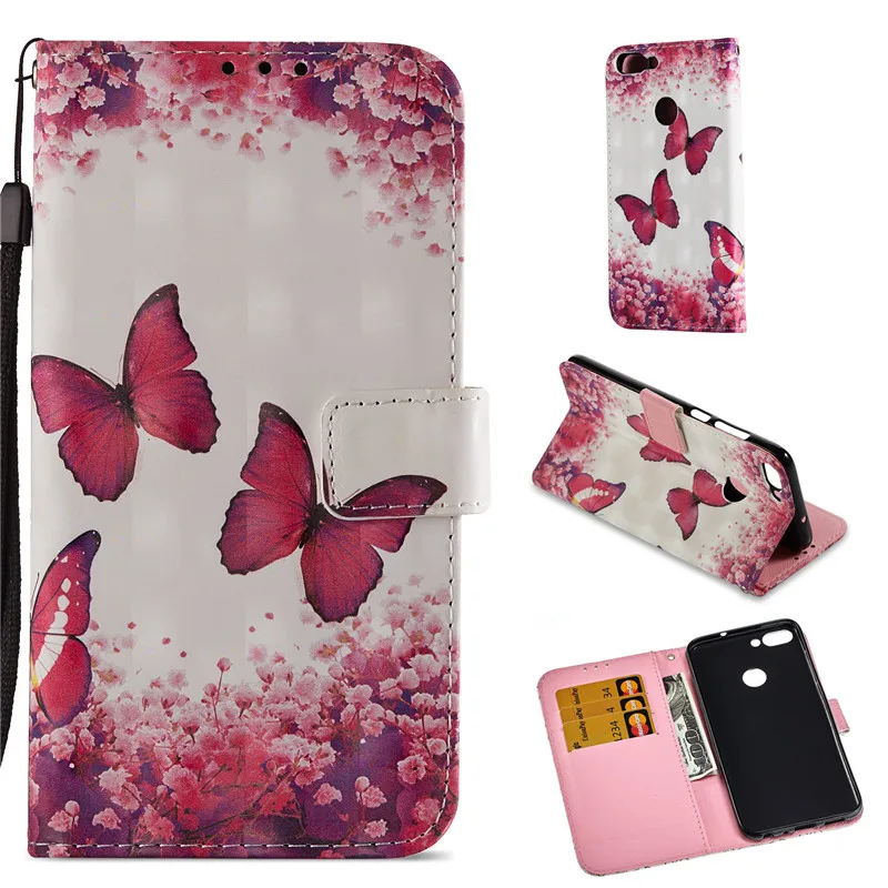 Для Huawei P Smart Case PSmart чехол флип-чехол для телефона из искусственной кожи FIG-L31 FIG-LA1