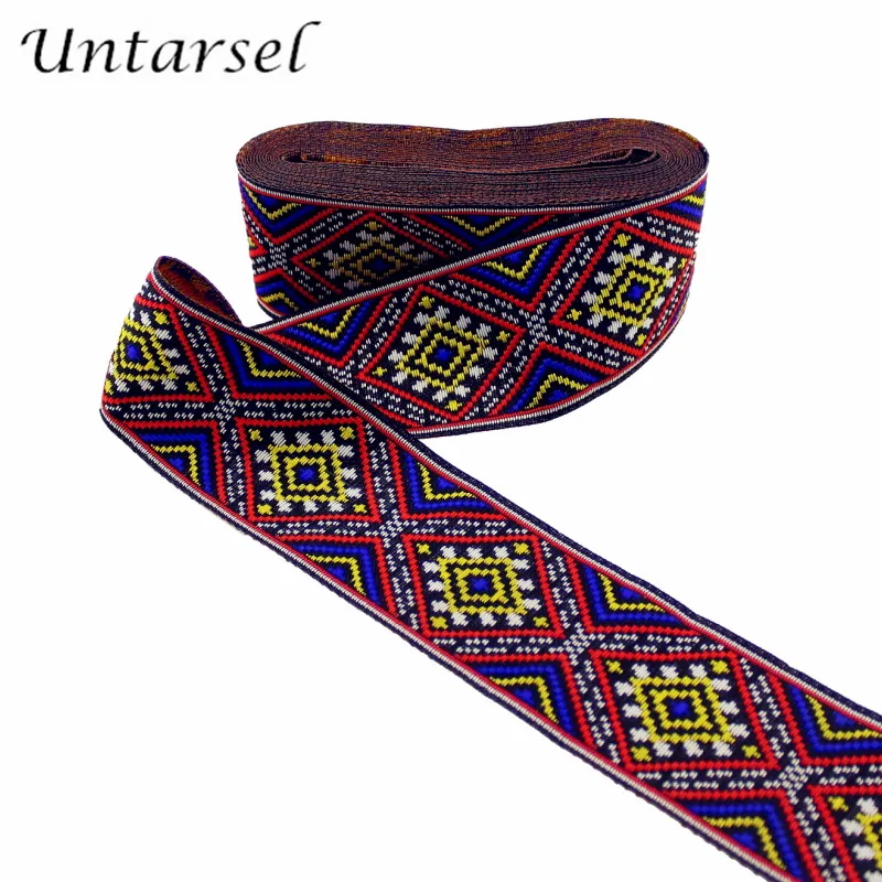 2"(50mm)width colorful ethnich fabric ribbon luxury braid webbing jacquard lace handmade craft clothes sewing tape | Дом и сад