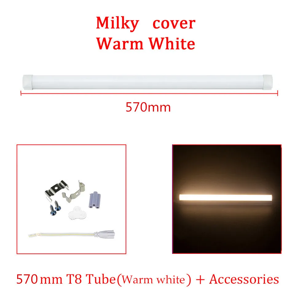 Warm Milky Cover V-Форма Интегрированный Светодиодный лампы трубки T8 570 мм 20W лампа дневного света, 2 ФТ светодиодный ламповый светильник 2 средства ухода за кожей стоп AC85-265V 96 Светодиодный s SMD2835 светодиодный светильник супер яркий 2000lm - Испускаемый цвет: Warm Milky Cover