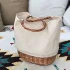 Роскошная ротанговая сумка-ведро, Женская пляжная сумка-тоут через плечо, дорожный клатч, богемные соломенные сумки, женская летняя плетеная корзина