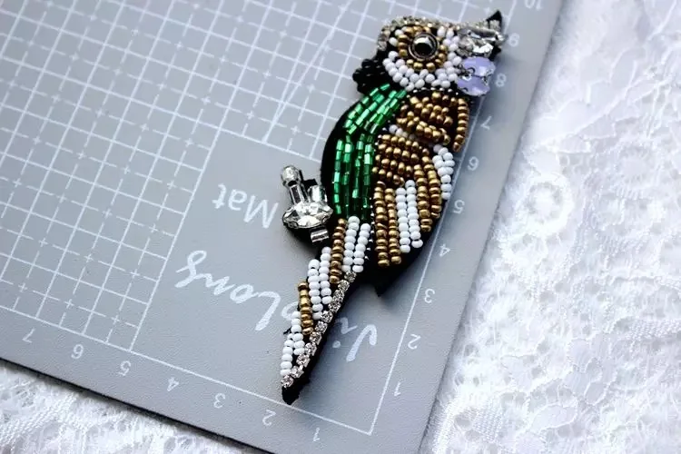 Ручной работы нашивки со стразами и бисером Птицы Сова пришить жемчуг патч для