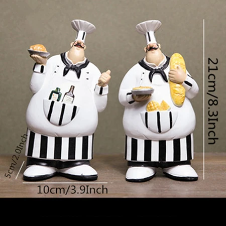 Wall Hanging Chef VILEAD 26 см 2 шт./компл. смолы стене висит шеф-повара Фигурки Винтаж праздничные украшения Рождественские украшения для дома, рождественские украшения, подарки - Цвет: Wall Hanging Chef