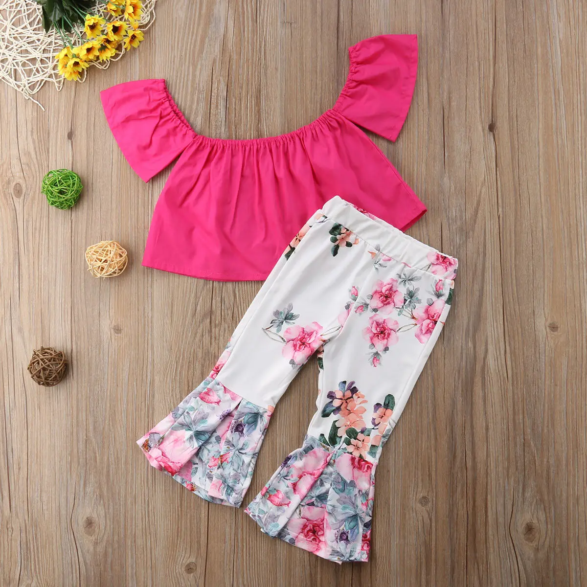 От 2 до 7 лет для маленьких девочек топы с открытыми плечами футболка брюки со