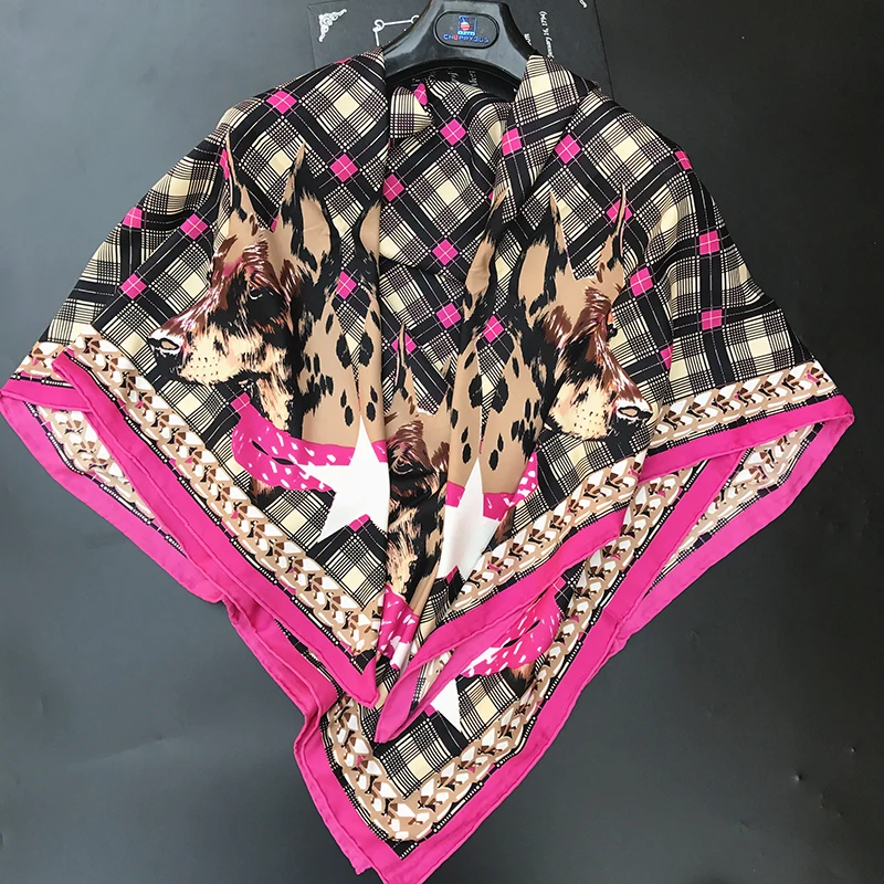 Роскошный брендовый 100% саржевый шелковый шарф MAGNOLIA квадратный в клетку